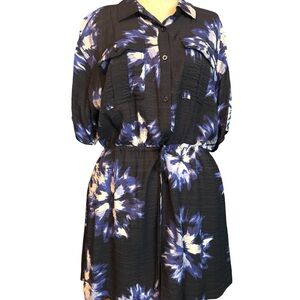 Simply Vera Vera Wang Casual Short Navy Tie Dye XL Dress, Drawstring Waist, EUC